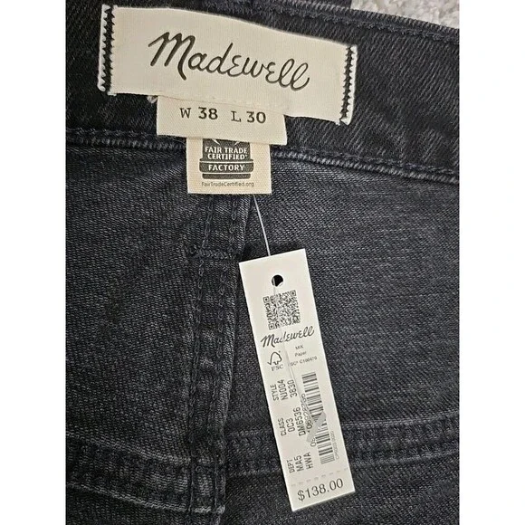 Madewell Relaxed Taper Jeans Flex Denim Black Men’s Size 38x30 NWT READ - Picture 4 of 8